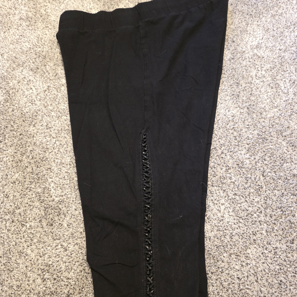 Black Leggings With Leather Lace Up Sides